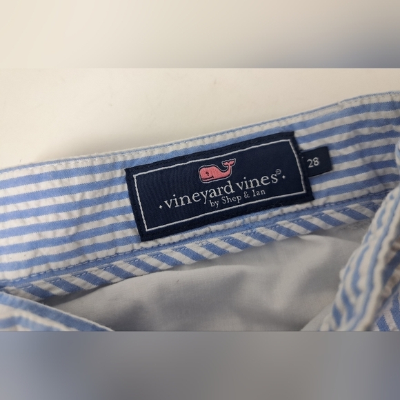 Vineyard Vines Men's Breaker Short Blue and White Striped Seersucker Size 28 28W - Picture 4 of 10